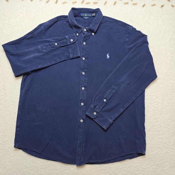 Ralph Lauren Featherweight Mesh Button Down Shirt Long Sleeve - Mens - Picture 2 of 14